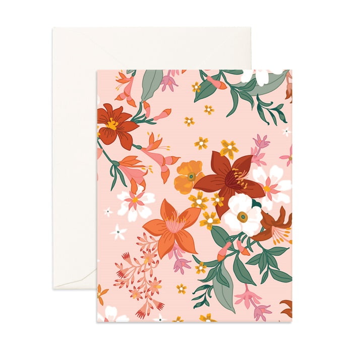 Blank Floral Cream Greeting Card